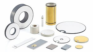 Piezoceramic components in various forms: plates, discs, rings, and tubes