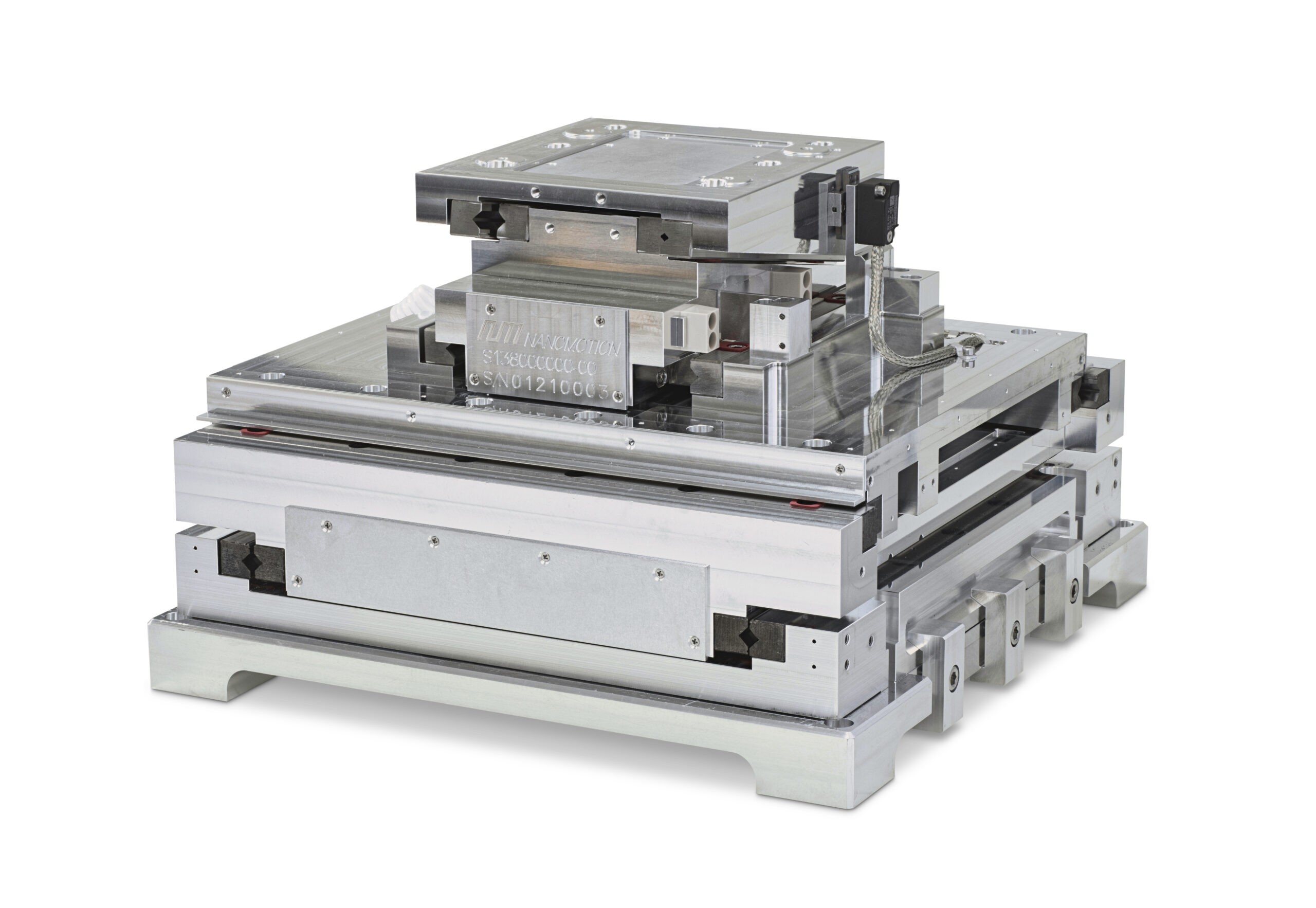 Overview of electron beam stage assemblies showing multi-axis configurations