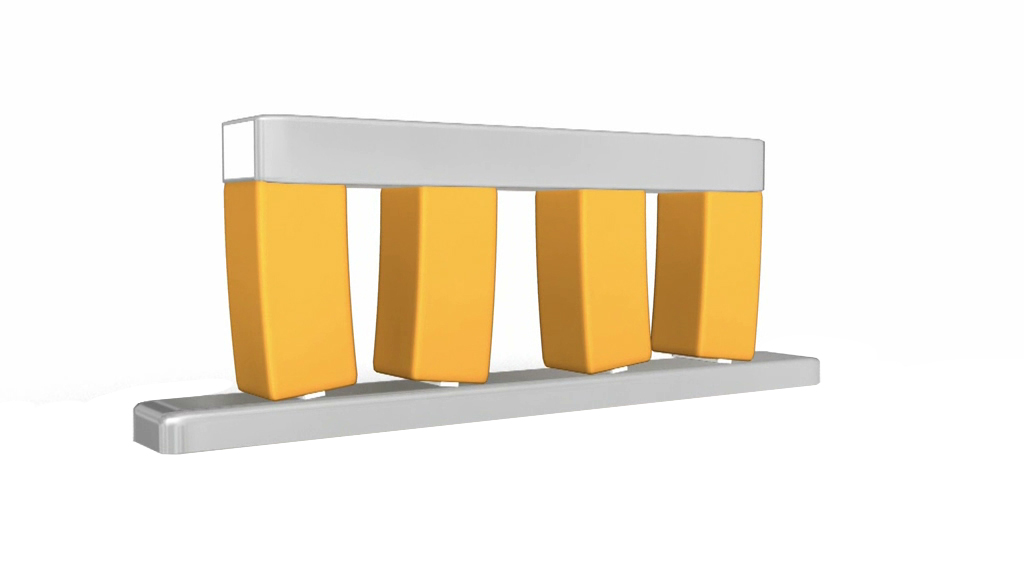 PI NEXACT walking motor mechanism showing clamping and extending piezo actuator groups