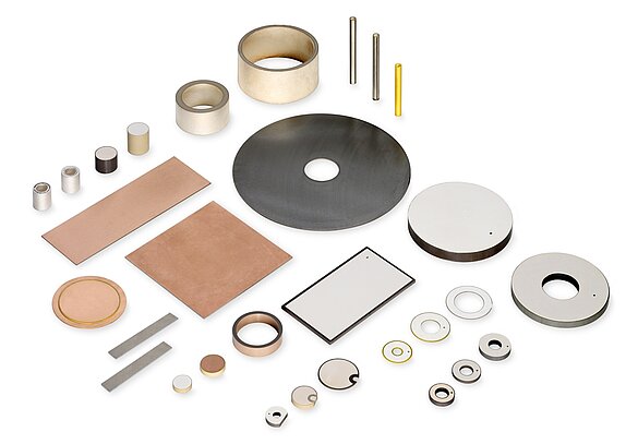 PZT piezoceramic material components: plates, discs, rings, cylinders, and rods in various geometries